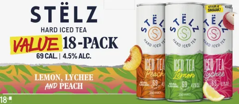 STËLZ Hard Iced Tea Lemon, Lychee & Peach 18-pack